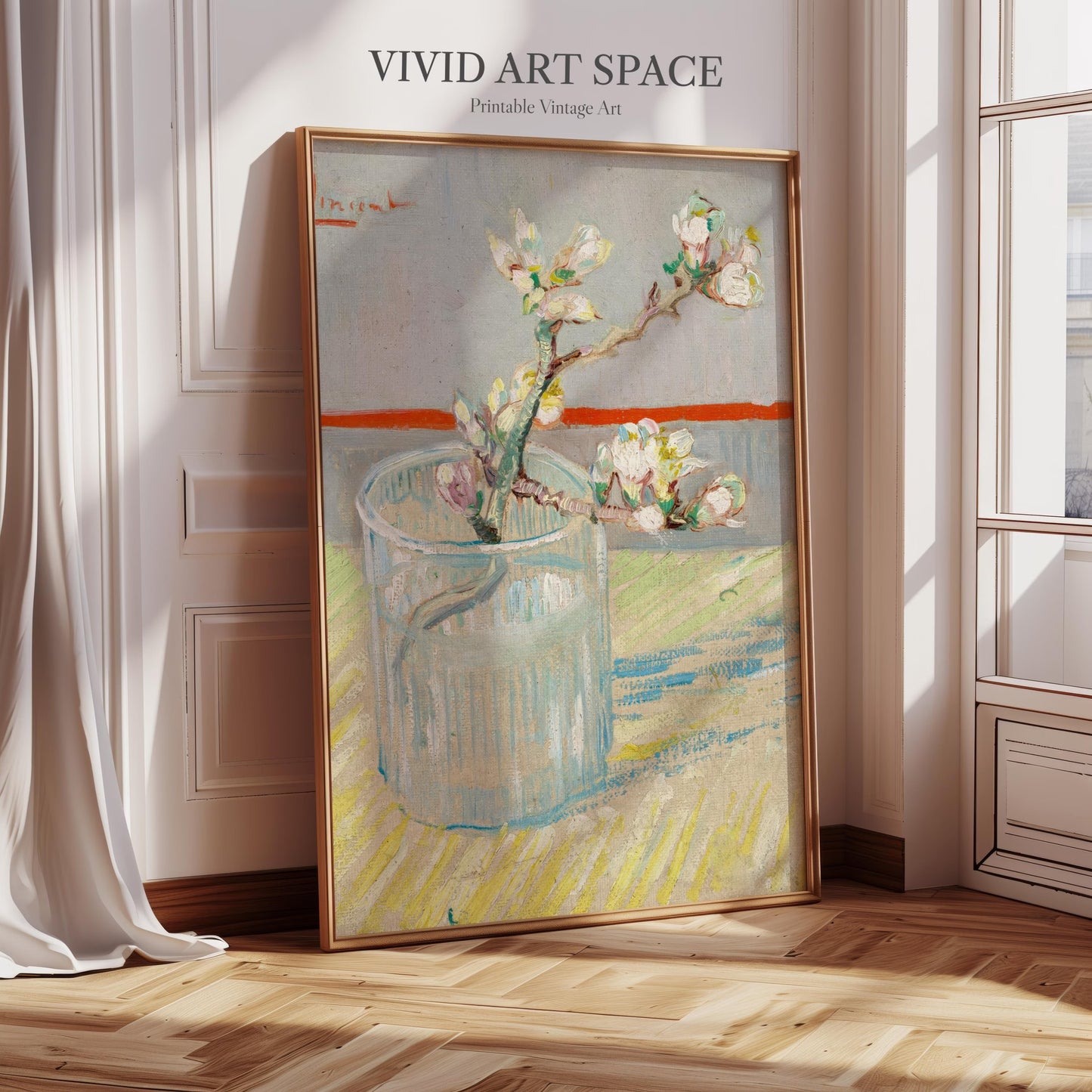 Sprig of Flowering Almond in a Glass (1888) by Vincent van Gogh